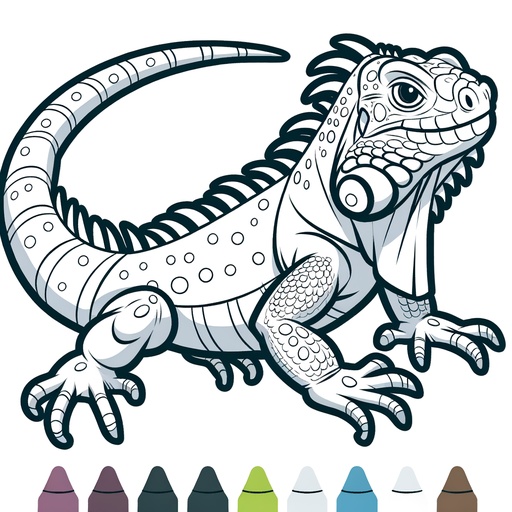 Action Iguana Coloring Page