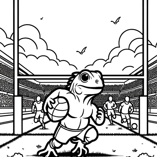 Sporty Iguana Coloring Page