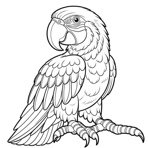 Action Macaw Coloring Page