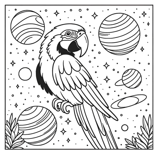 Space Macaw Coloring Page