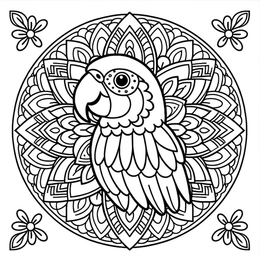 Mandala Macaw Coloring Page