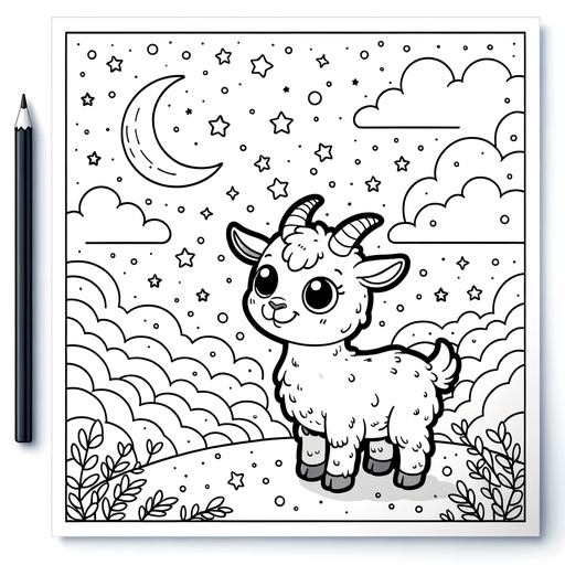 Space Goat Coloring Page