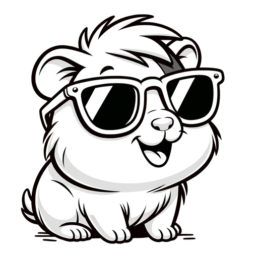 Guinea Pig in Sunglasses Coloring Page