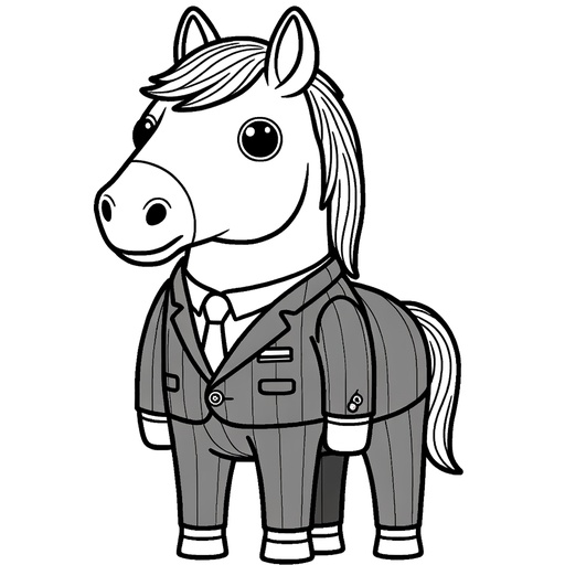 Horse in a Suit Coloring Page