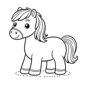 Cartoon Horse Coloring Page- 4 Free Printable Pages