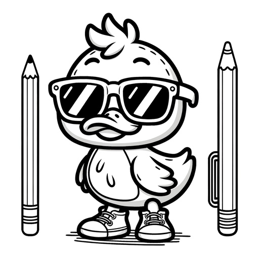 Duck in Sunglasses Coloring Page