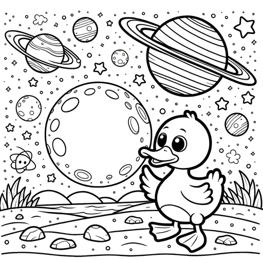 Space Duck Coloring Page