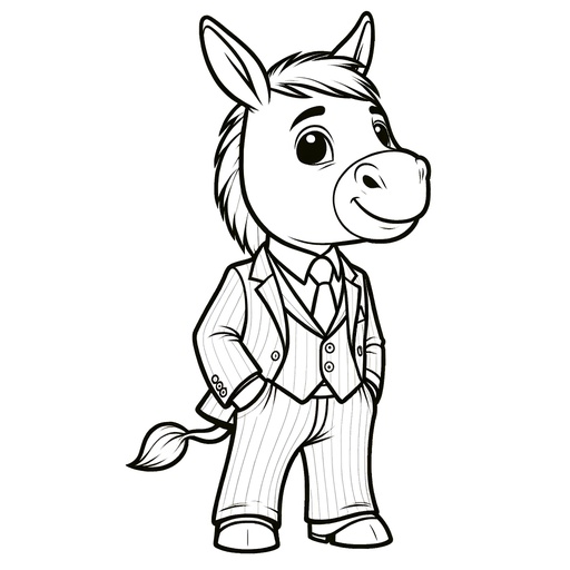Donkey in a Suit Coloring Page