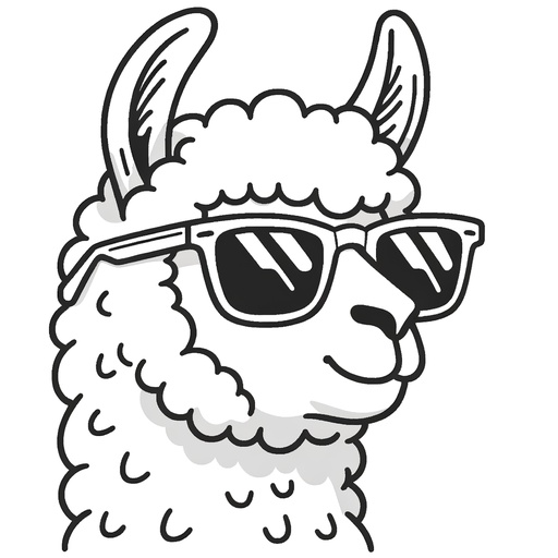Llama in Sunglasses Coloring Page