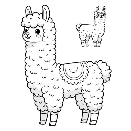 Cartoon Llama Coloring Page