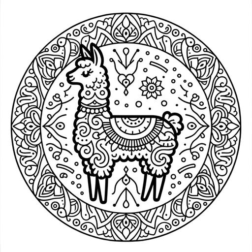 Mandala Llama Coloring Page