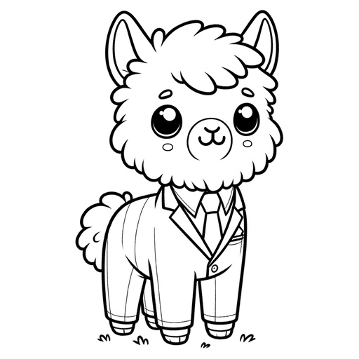 Alpaca in a Suit Coloring Page