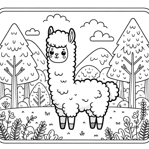 Alpaca Coloring Pages For Children