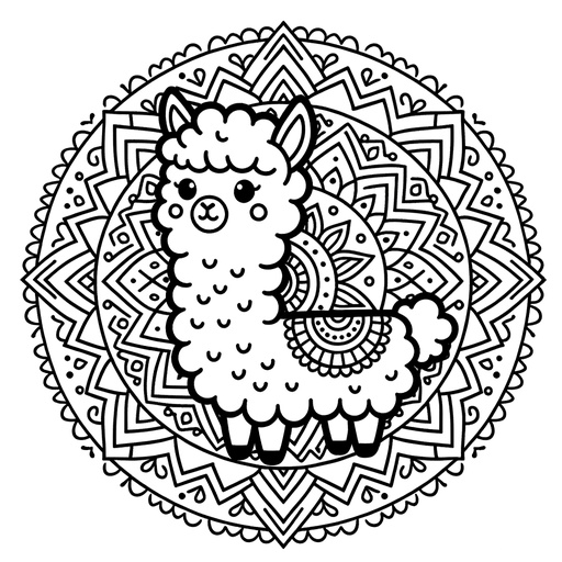 Mandala Alpaca Coloring Page