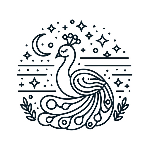 Space Peacock Coloring Page
