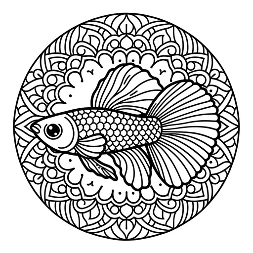 Mandala Guppy Coloring Page