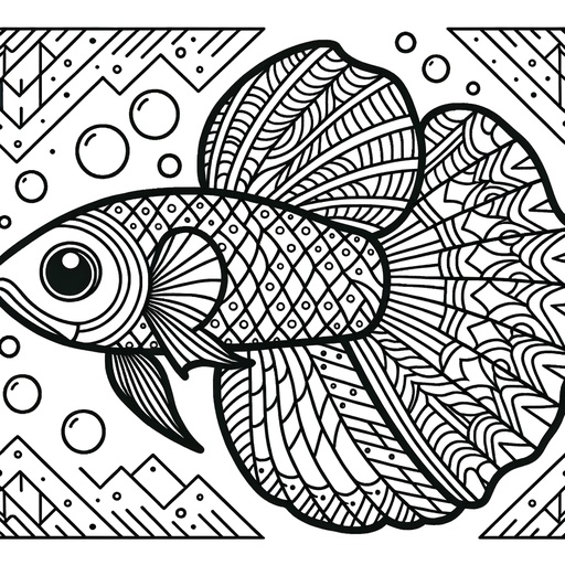 Geometric Guppy Coloring Page