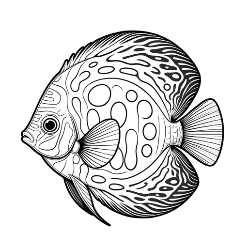 Realistic Discus Fish Coloring Page- 4 Free Printable Pages
