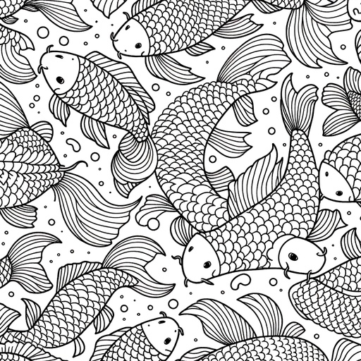 Mindful Koi Carp Coloring Page