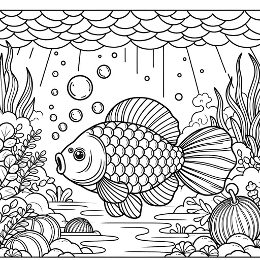 Underwater Mirror Carp Coloring Page