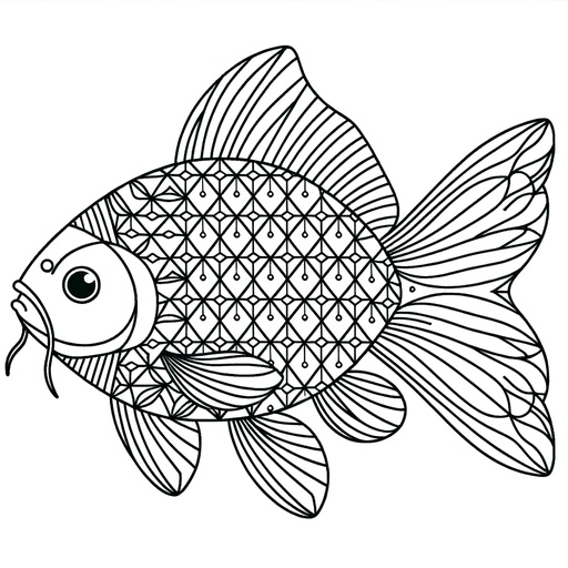 Geometric Mirror Carp Coloring Page