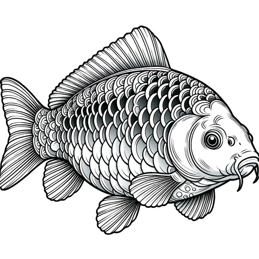 Realistic Mirror Carp Coloring Page