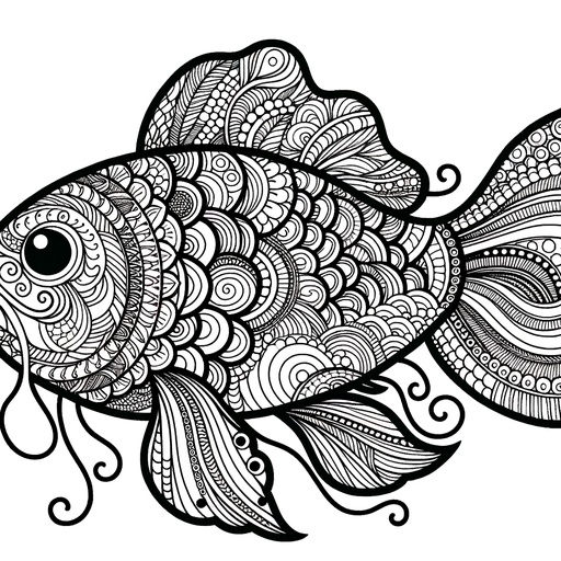 Zentangle Mirror Carp Coloring Page