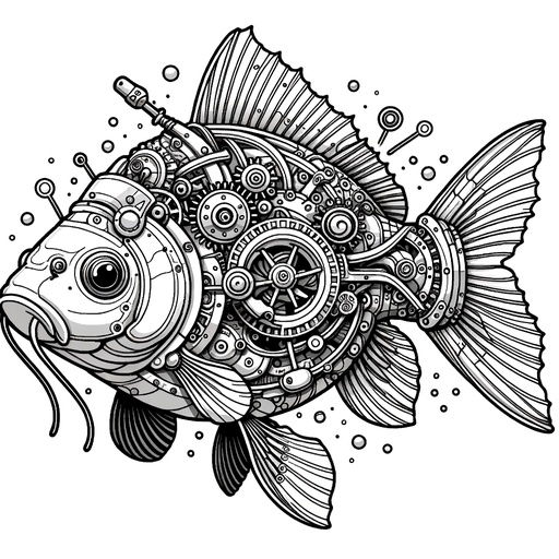 Steampunk Mirror Carp Coloring Page