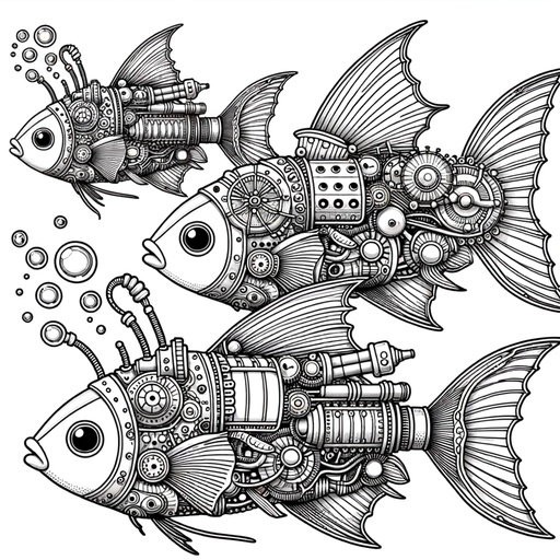 Steampunk Neon Tetra Coloring Page