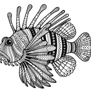 Zentangle Lionfish Coloring Page- 4 Free Printable Pages