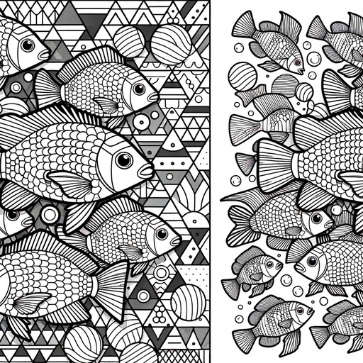 Geometric Shoal of Cichlids Coloring Page