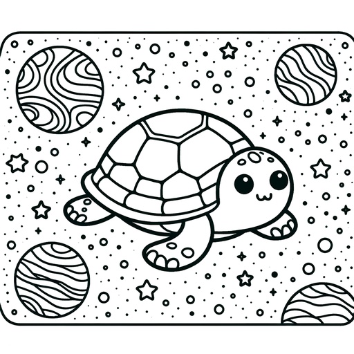 Space Turtle Coloring Page