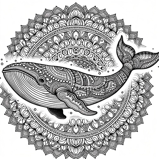 Mandala Blue Whale Coloring Page