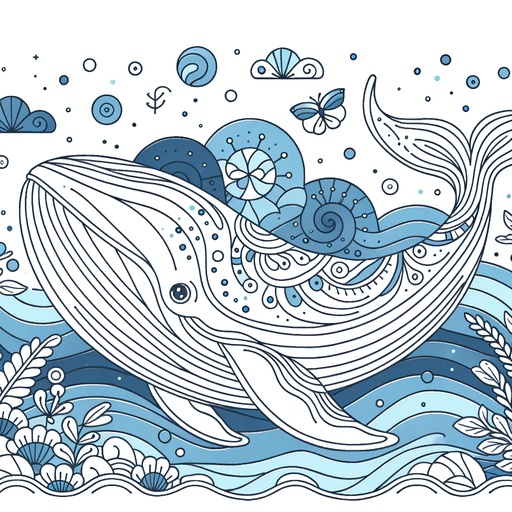 Mindful Blue Whale Coloring Page