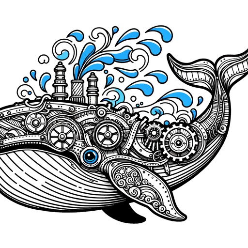 Steampunk Blue Whale Coloring Page