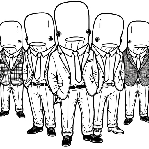 Sperm Whale in Suits Coloring Page