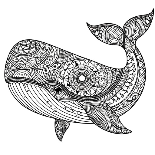 Mandala Sperm Whale Coloring Page