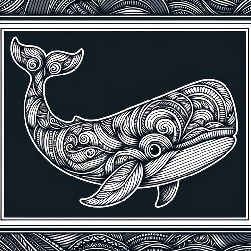 Zentangle Sperm Whale Coloring Page