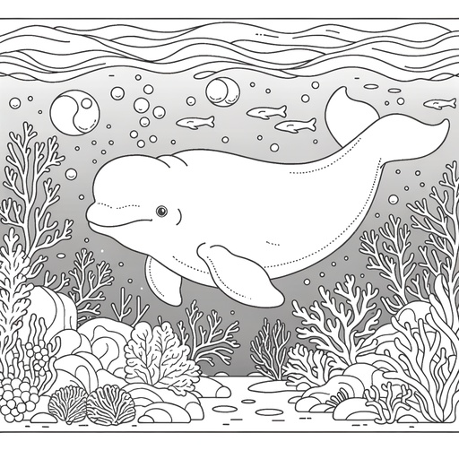 Underwater Beluga Whale Coloring Page