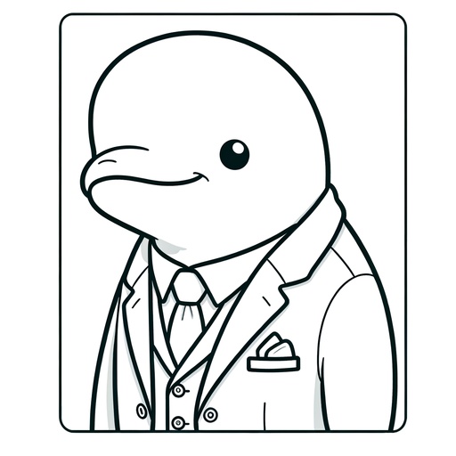 Beluga Whale in Suits Coloring Page