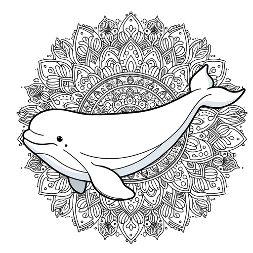 Mandala Beluga Whale Coloring Page