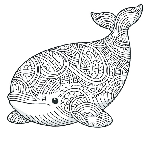 Mindful Beluga Whale Coloring Page