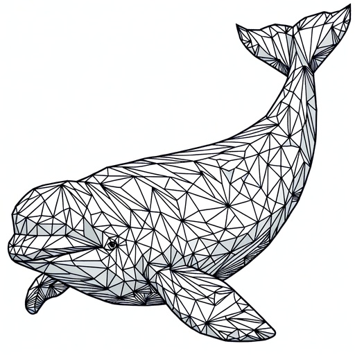 Geometric Beluga Whale Coloring Page