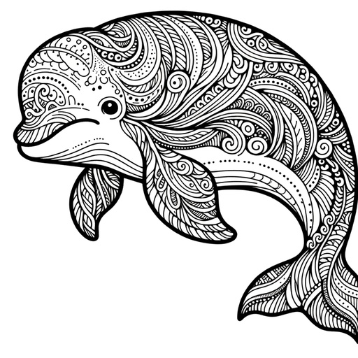 Zentangle Beluga Whale Coloring Page