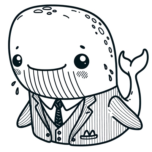 Gray Whale in Suits Coloring Page