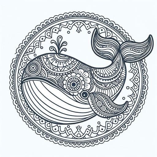 Mandala Gray Whale Coloring Page