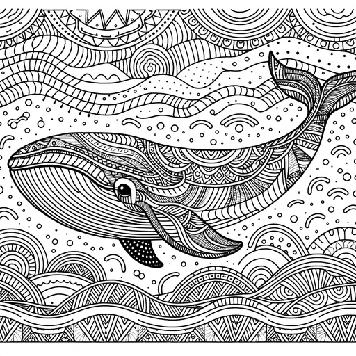 Mindful Gray Whale Coloring Page