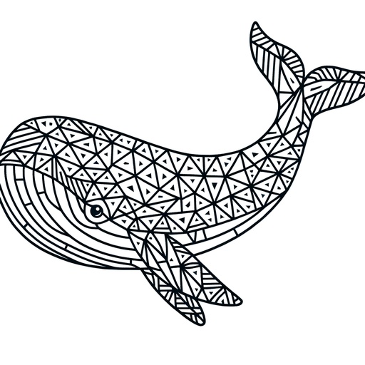 Geometric Gray Whale Coloring Page