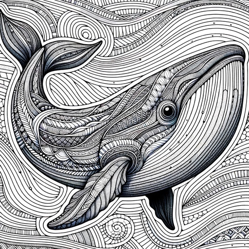 Zentangle Gray Whale Coloring Page