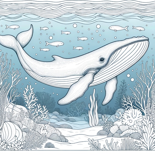 Underwater Minke Whale Coloring Page